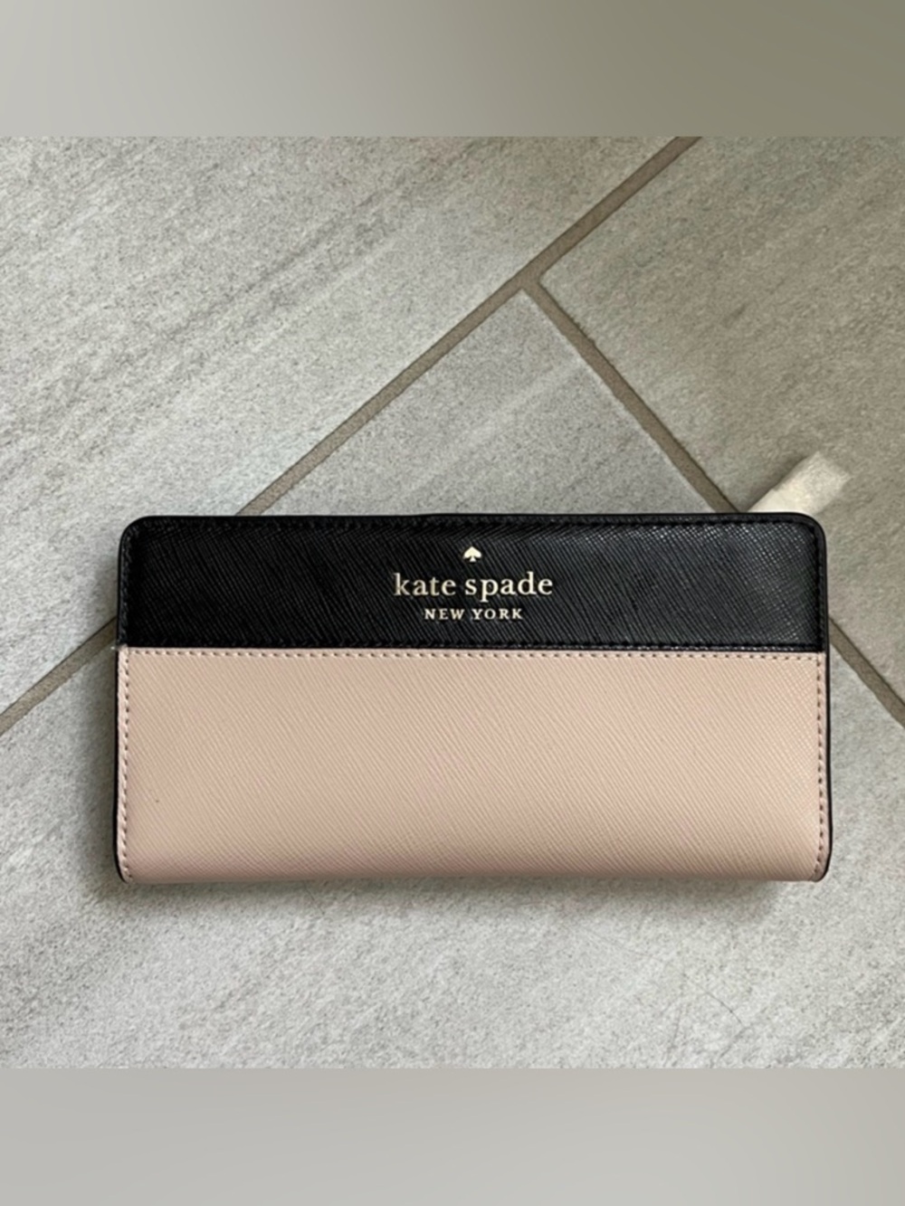 Kate Spade New York Staci Colorblock Large Slim Bifold Wallet Warm Beige/Black